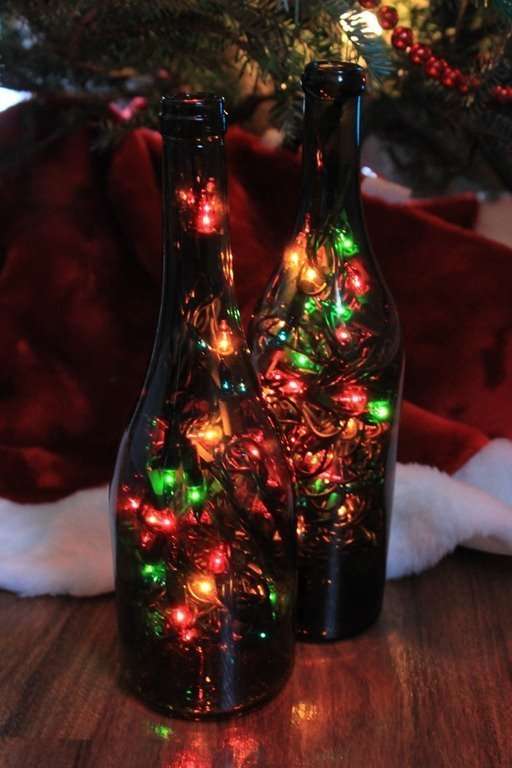 Как сделать светильник из бутылки к Новому году